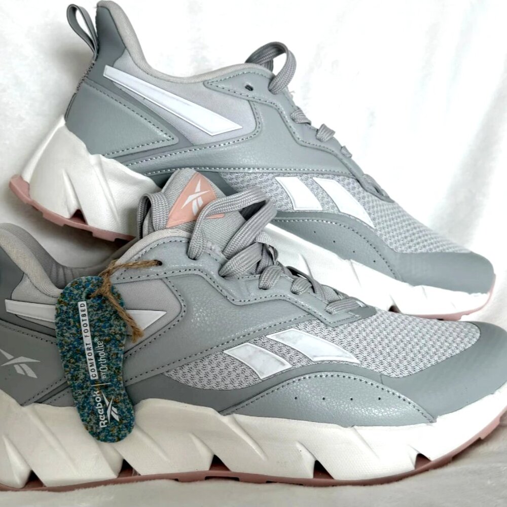 Reebok Vizome Women's Chunky Sneakers Gray Pink Comfort Shoes 11 NWOB